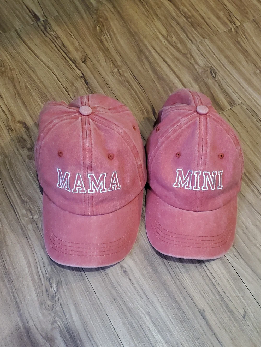 Mama & Mini Rust Orange Cotton Baseball Caps